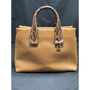 Michael Kors Python Embossed Satchel Bag Leather Acorn NWT Brown Office Tote